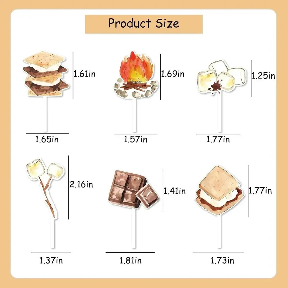 S'more Party Decoration Cupcake/Cake Toppers - Set of 24